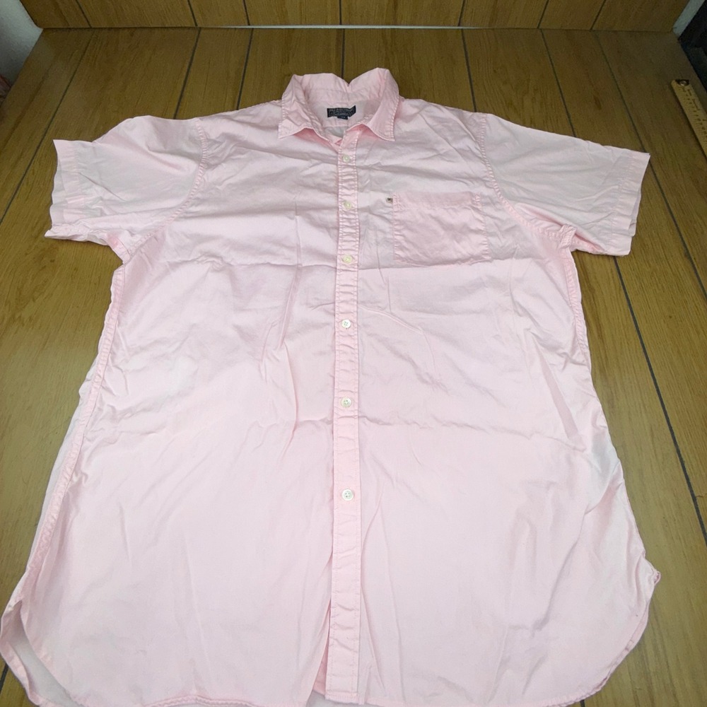 Polo Jeans Company Ralph Lauren Mens Pink Short Sleeve Button Down Shirt XXL‎